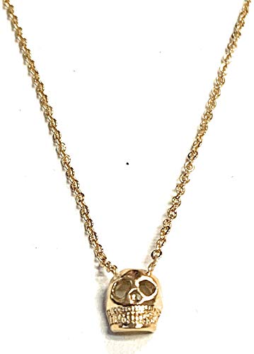 Tiny Skull Pendant Necklace in Gold