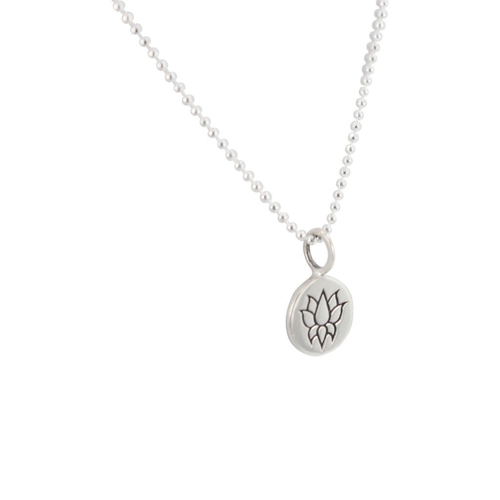 Tiny Round Lotus Flower Necklace, #6969-ss