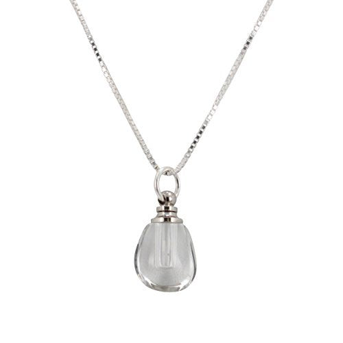 Tiny Teardrop Glass Essential Oil Diffuser Necklace on 18 Inch Sterling Box Chain, Choose Your Color, #6371