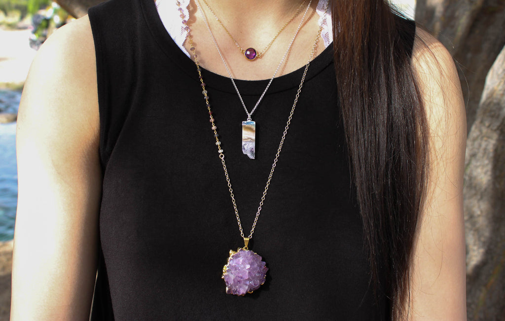 Round Gemstone Choker in Gold, Choose Your Color, #6414-yg