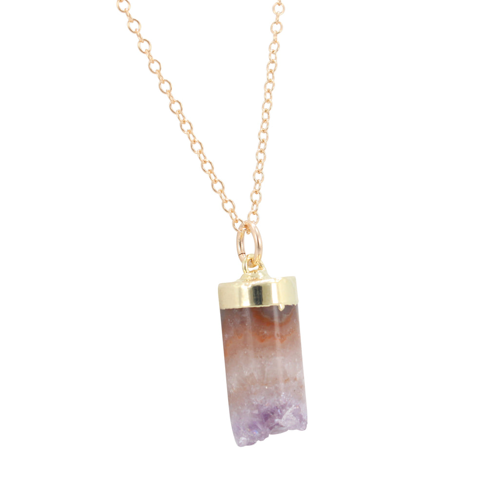 Amethyst Cylinder Necklace on a 20 Inch Chain, #6323-yg
