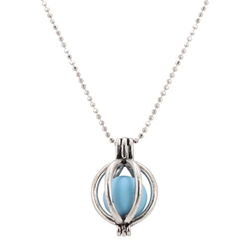 Aromatherapy Diffuser Locket Necklace for Essential Oils on a Rhodium Plated Sterling Silver Bead Chain, #6370