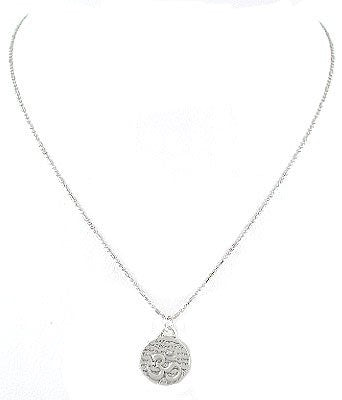 Small Round Om (Aum) Necklace with Words of Inspiration, #7971-ss