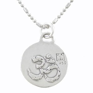 Small Round Om (Aum) Necklace with Words of Inspiration, #7971-ss