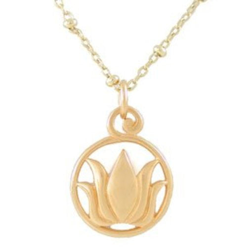 Round Cut Out Lotus Necklace in Gold, #8146-yg