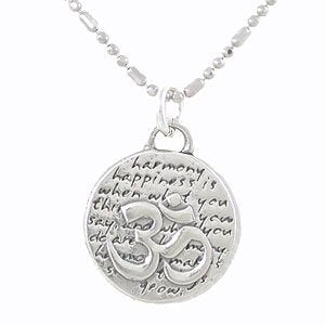 Small Round Om (Aum) Necklace with Words of Inspiration, #7971-ss