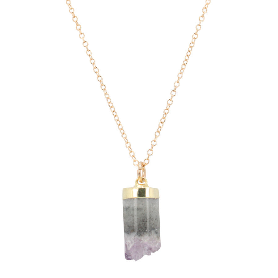 Amethyst Cylinder Necklace on a 20 Inch Chain, #6323-yg
