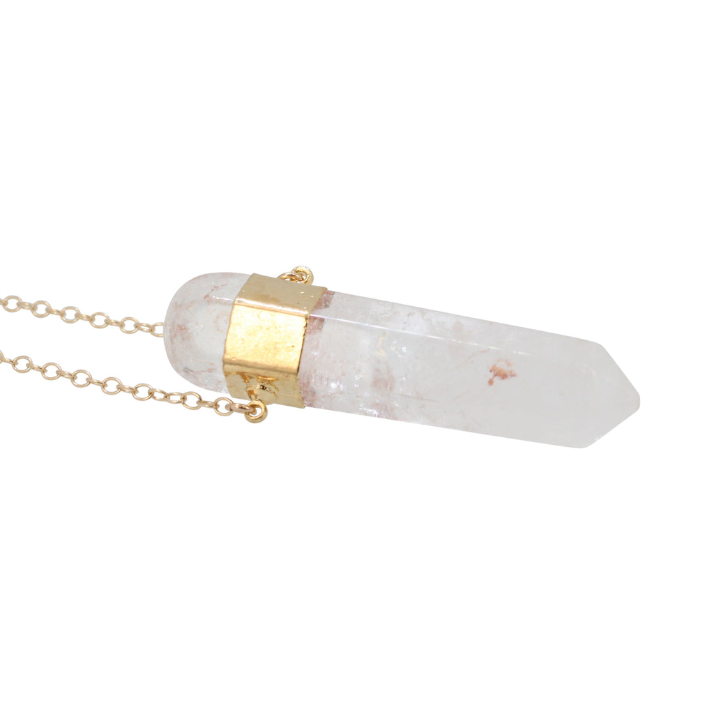 Clear Quartz Necklace on a 32" Chain, #6322-yg