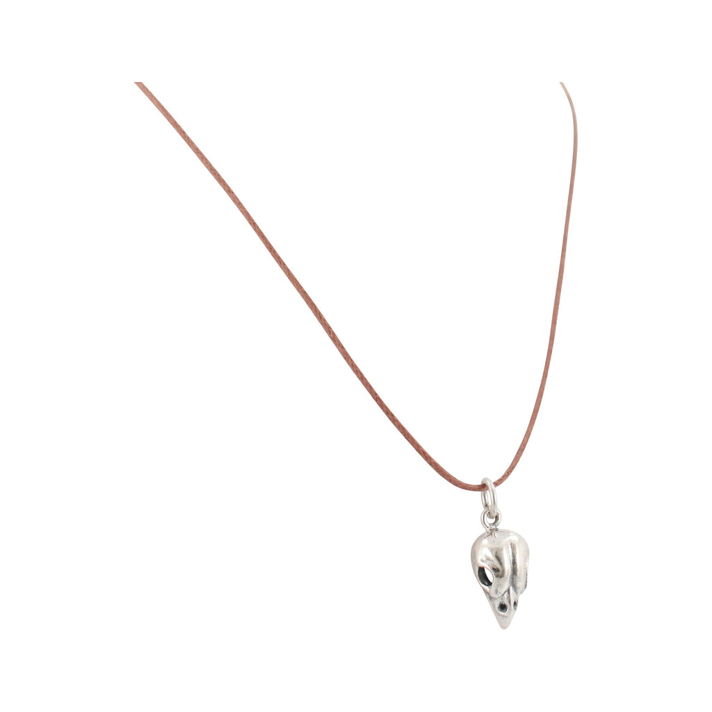 Small Bird Skull Cord Necklace, #6448-ss