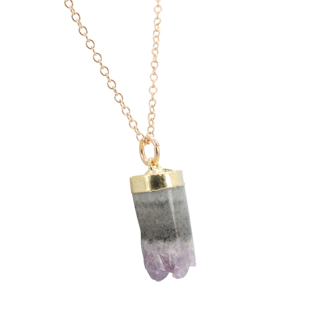 Amethyst Cylinder Necklace on a 20 Inch Chain, #6323-yg