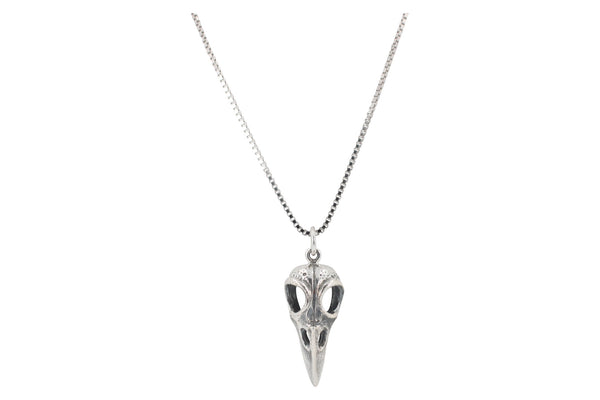 Bird Skull Necklace in Sterling Silver on 24" Chain, #6192-ss