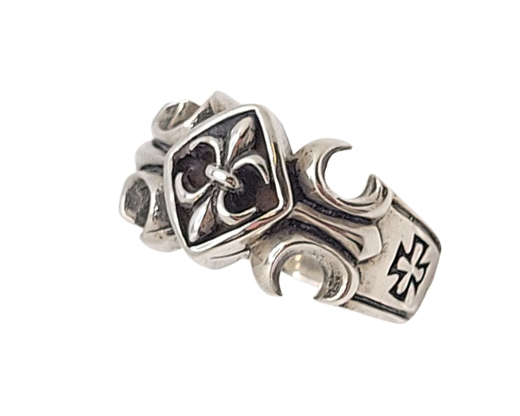 Zoe and Piper Fleur De Lis Biker Sterling Ring