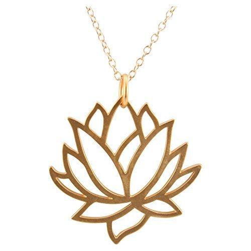Large Lotus Flower Necklace in Gold, #8451-yg
