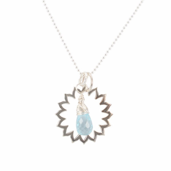 Blue Topaz Throat Chakra Necklace in Sterling Silver, #6731-ss