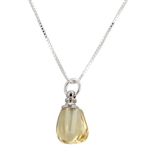 Tiny Teardrop Glass Essential Oil Diffuser Necklace on 18 Inch Sterling Box Chain, Choose Your Color, #6371