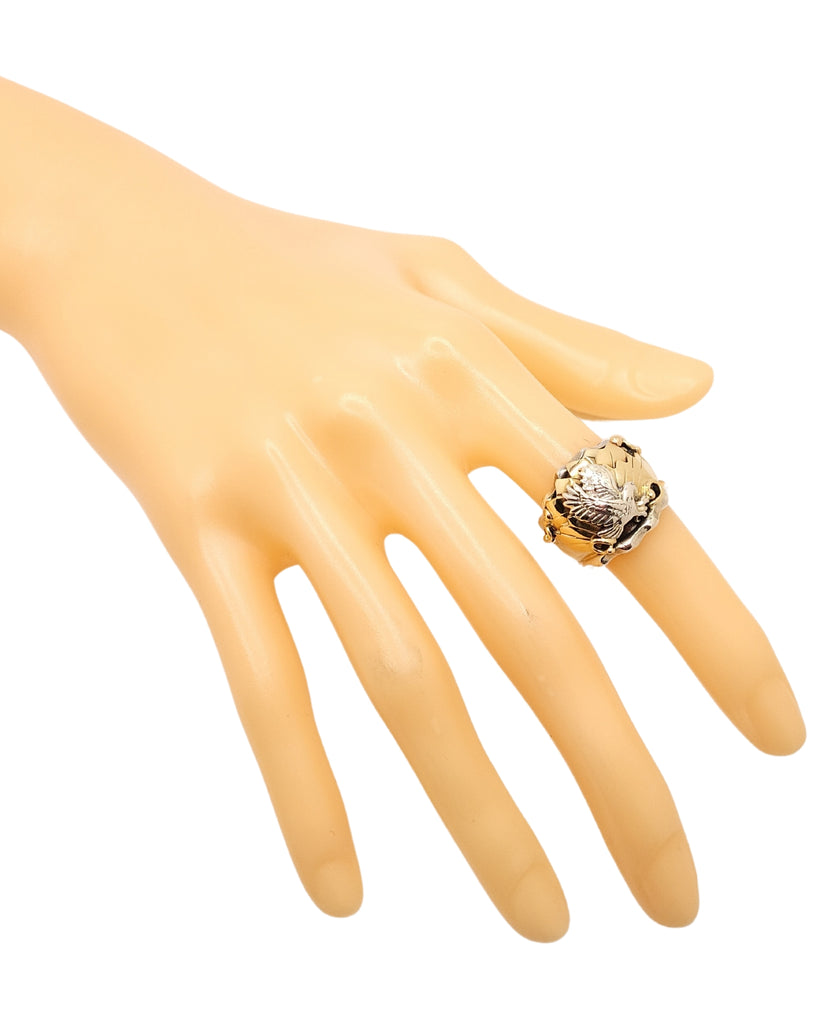 Navajo Genevieve Fransisco Soaring Eagle Scrolls Sterling Silver & Gold Ring