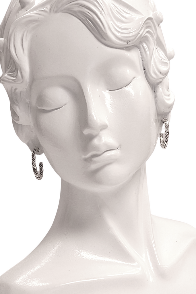 Navajo Handcrafted Twisted Wire Rope Hoop Sterling Silver Post Earrings #E0101