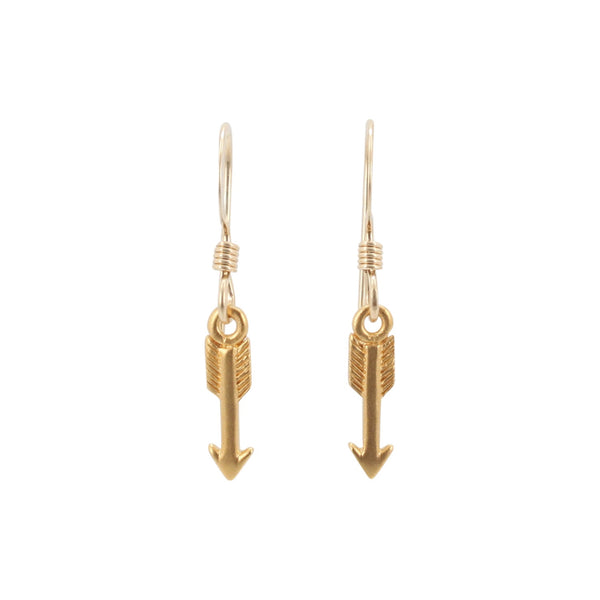 Small Gold Arrow Dangle Earrings, #6432-yg
