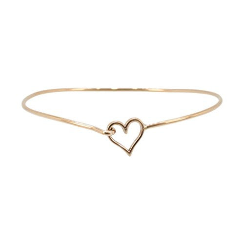 Bronze Heart Bangle Bracelet, #6496-brz