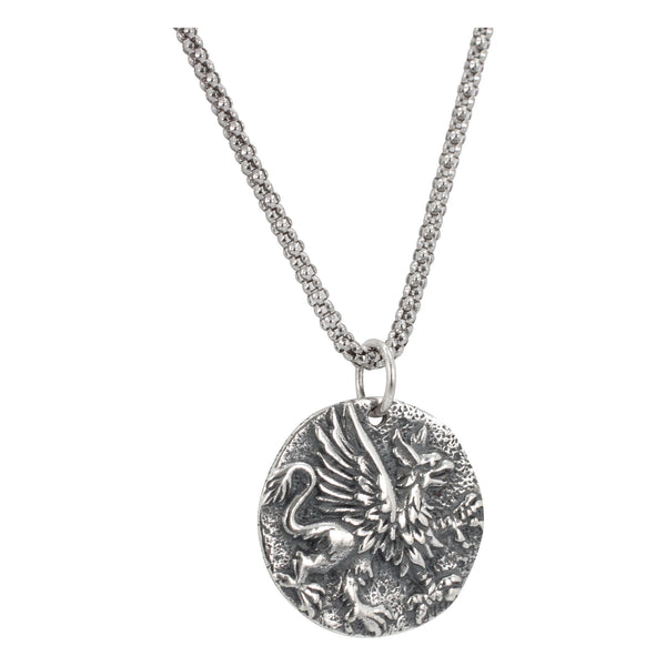 Griffin Coin Necklace in Sterling Silver #6230-ss