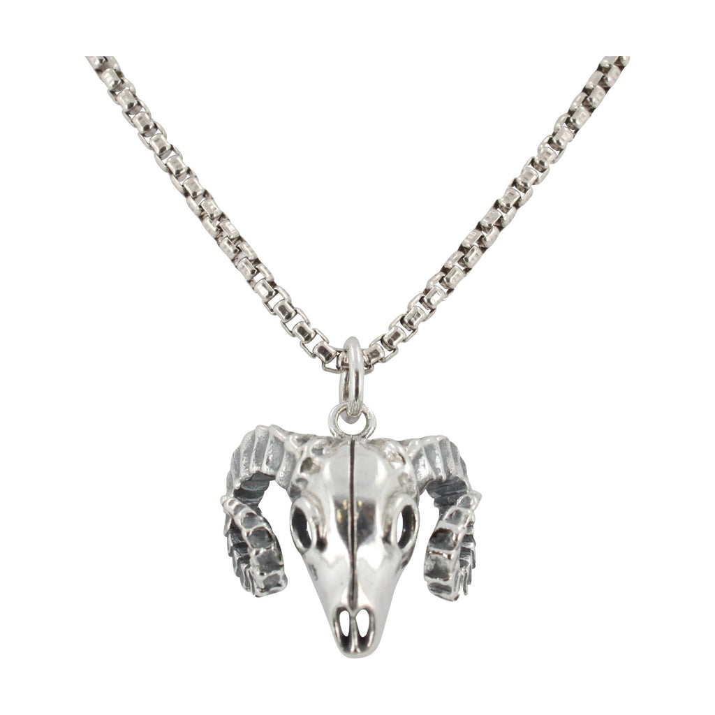 Ram Skull Necklace in Sterling Silver, #6423-ss