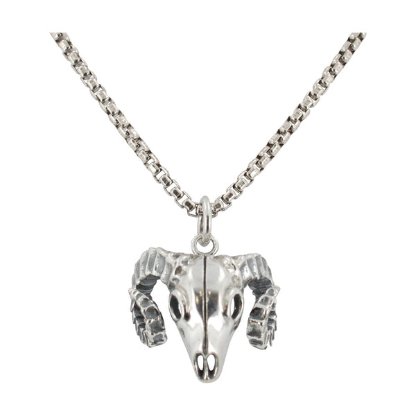 Ram Skull Necklace in Sterling Silver, #6423-ss