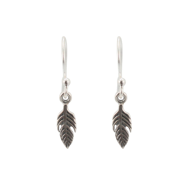 Small Feather Dangle Earrings in Sterling Silver, #6428-ss