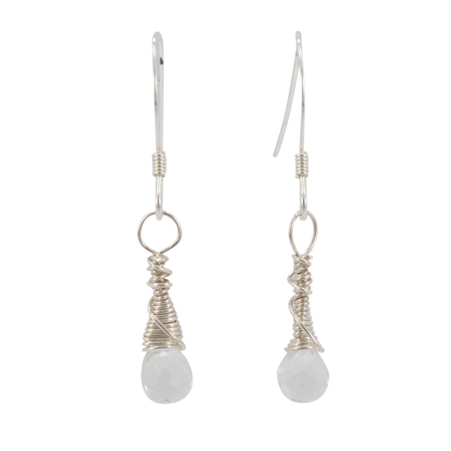 Small Clear Quartz Gemstone Earrings in Gold or Silver, #6431