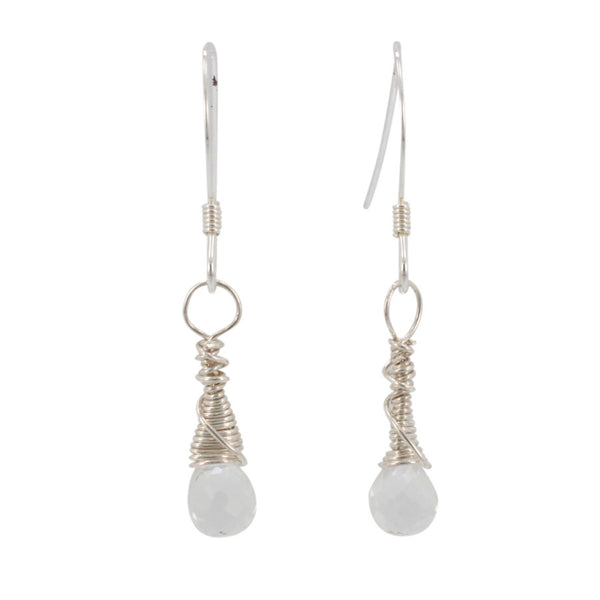 Small Clear Quartz Gemstone Earrings in Gold or Silver, #6431