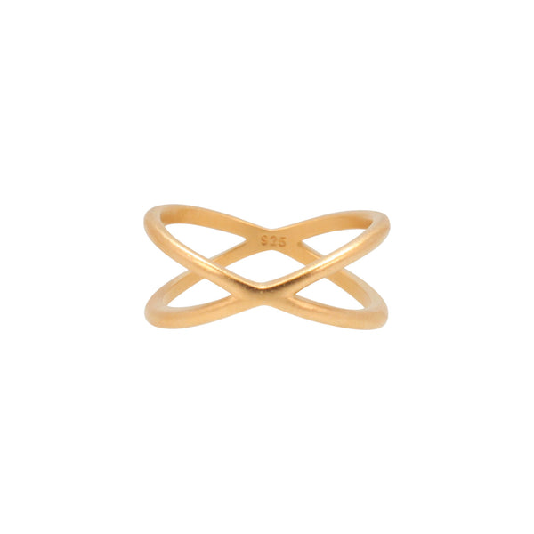Criss Cross Ring in 24k Gold Plated Sterling Silver, #6493-yg