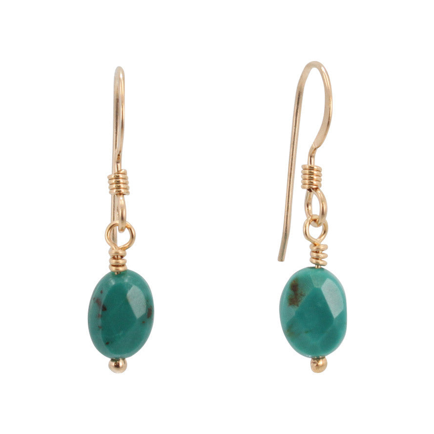 Throat Chakra - Turquoise Gemstone Drop Earrings, #6538-yg