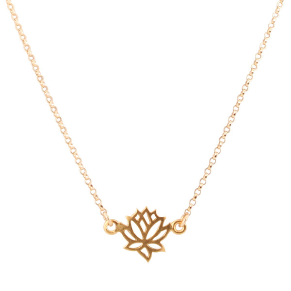 Delicate Gold Lotus Flower Necklace, #6543-yg
