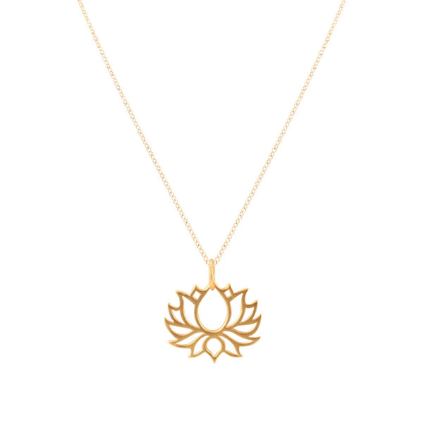 Gold Lotus Necklace on Mini Rolo Chain, #6584-yg