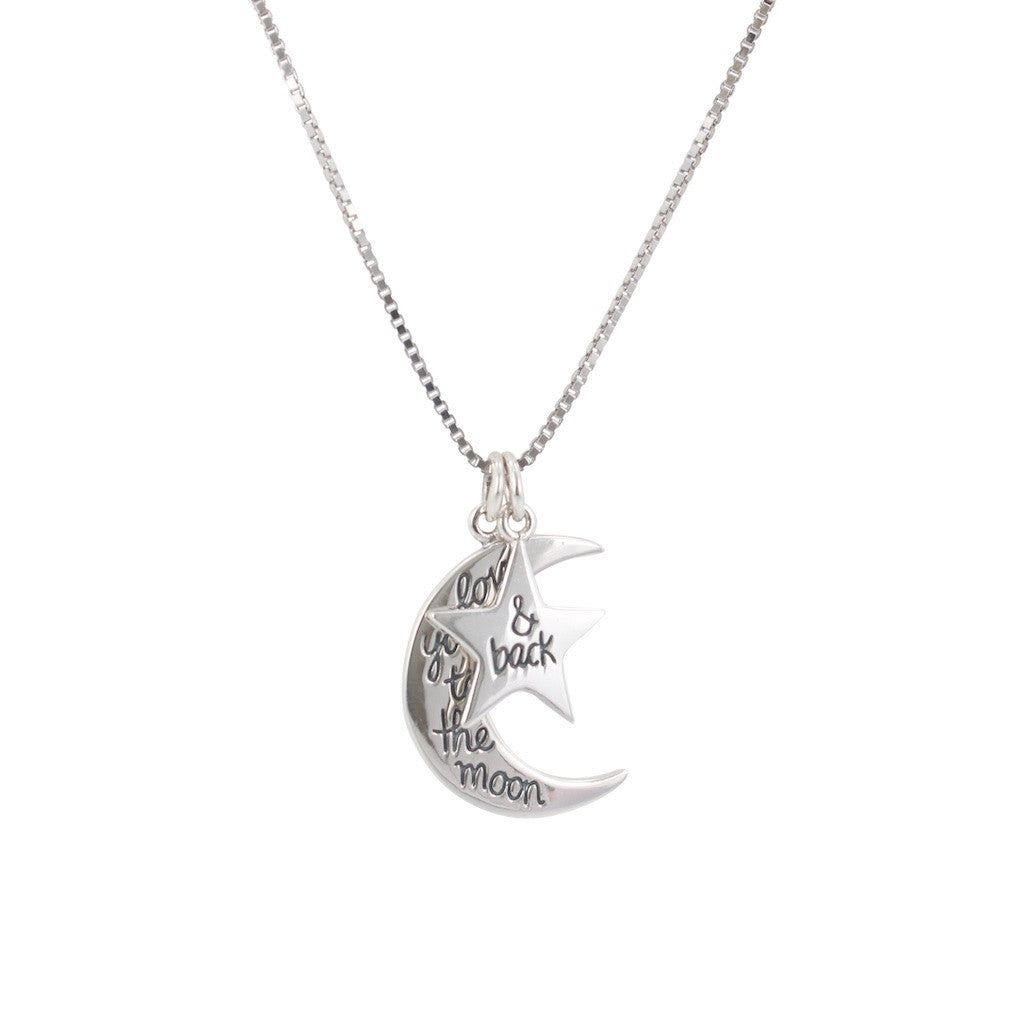 I Love You to the Moon and Back - Moon & Star Necklace, #6588-ss