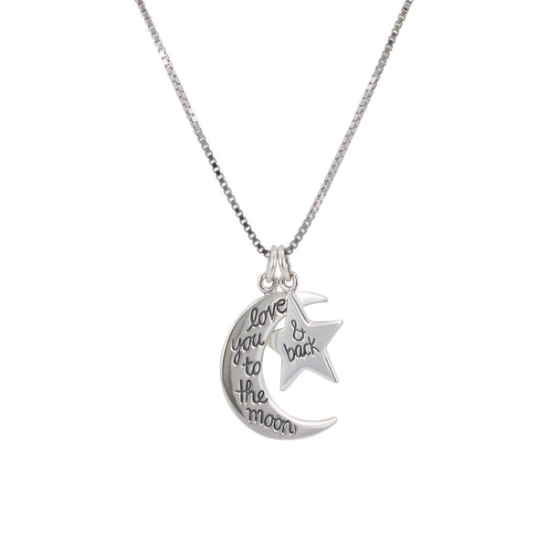 I Love You to the Moon and Back - Moon & Star Necklace, #6588-ss