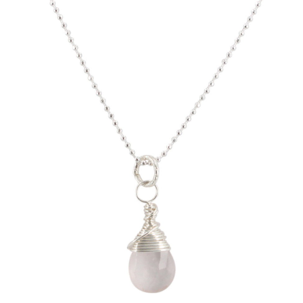 Heart Chakra - Rose Quartz Briolette Necklace, #6590-ss