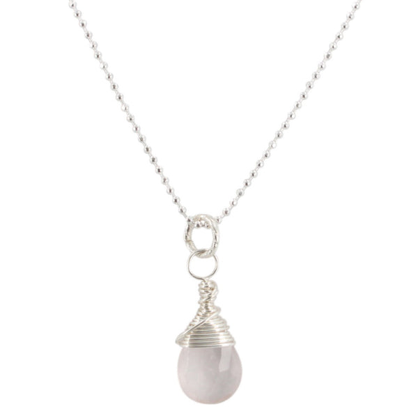 Heart Chakra - Rose Quartz Briolette Necklace, #6590-ss