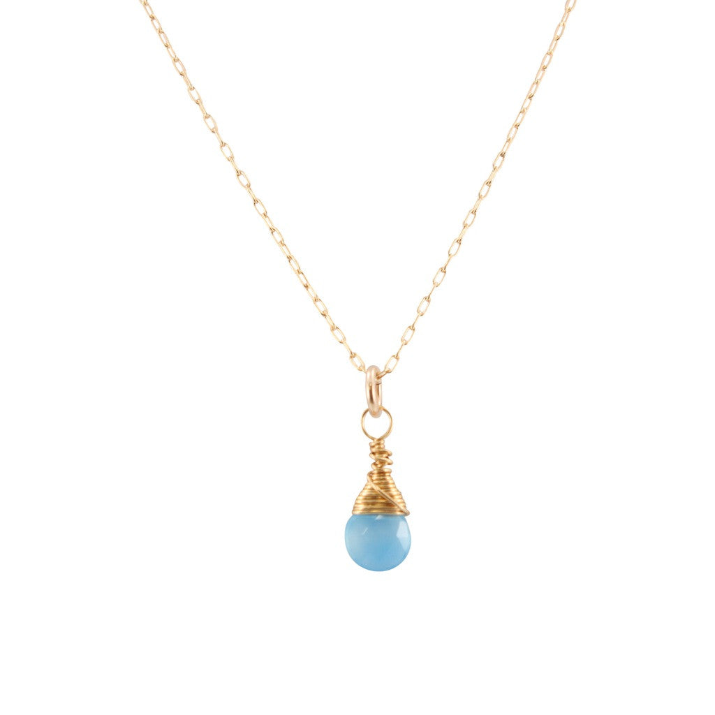 Blue Chalcedony Briolette Necklace, #6590-yg