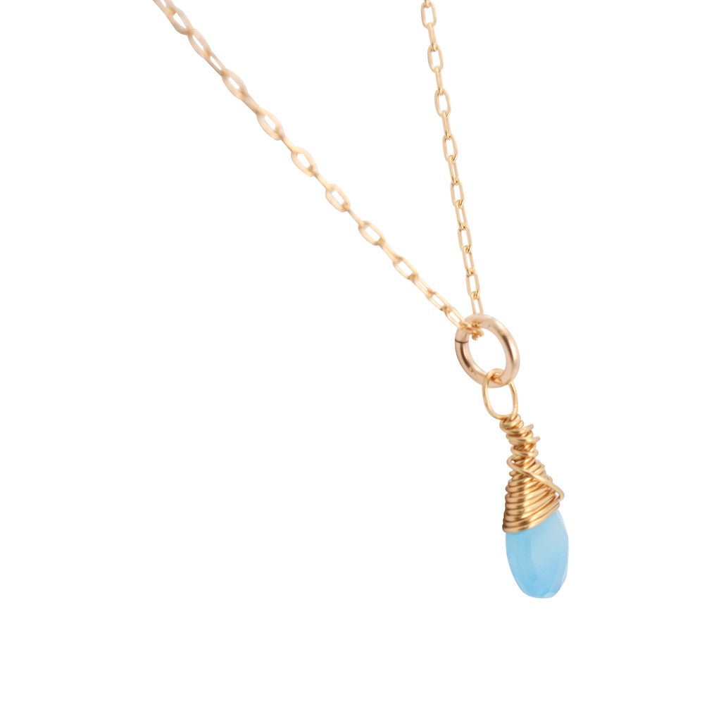 Blue Chalcedony Briolette Necklace, #6590-yg