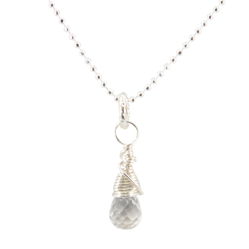 Crown Chakra - Crystal Quartz Briolette Necklace, #6590-ss