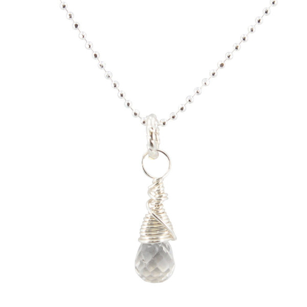 Crown Chakra - Crystal Quartz Briolette Necklace, #6590-ss