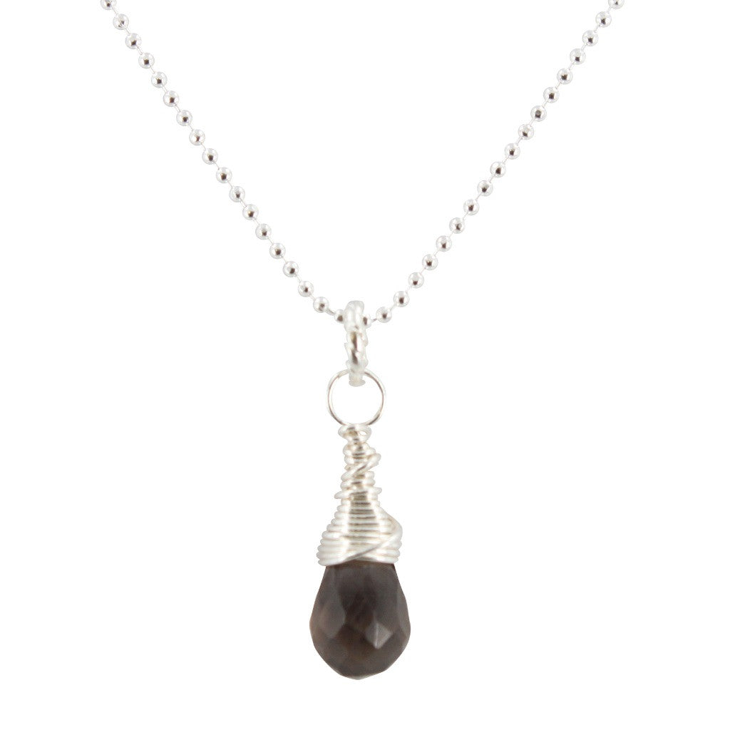 Smoky Quartz Briolette Necklace, #6590-ss