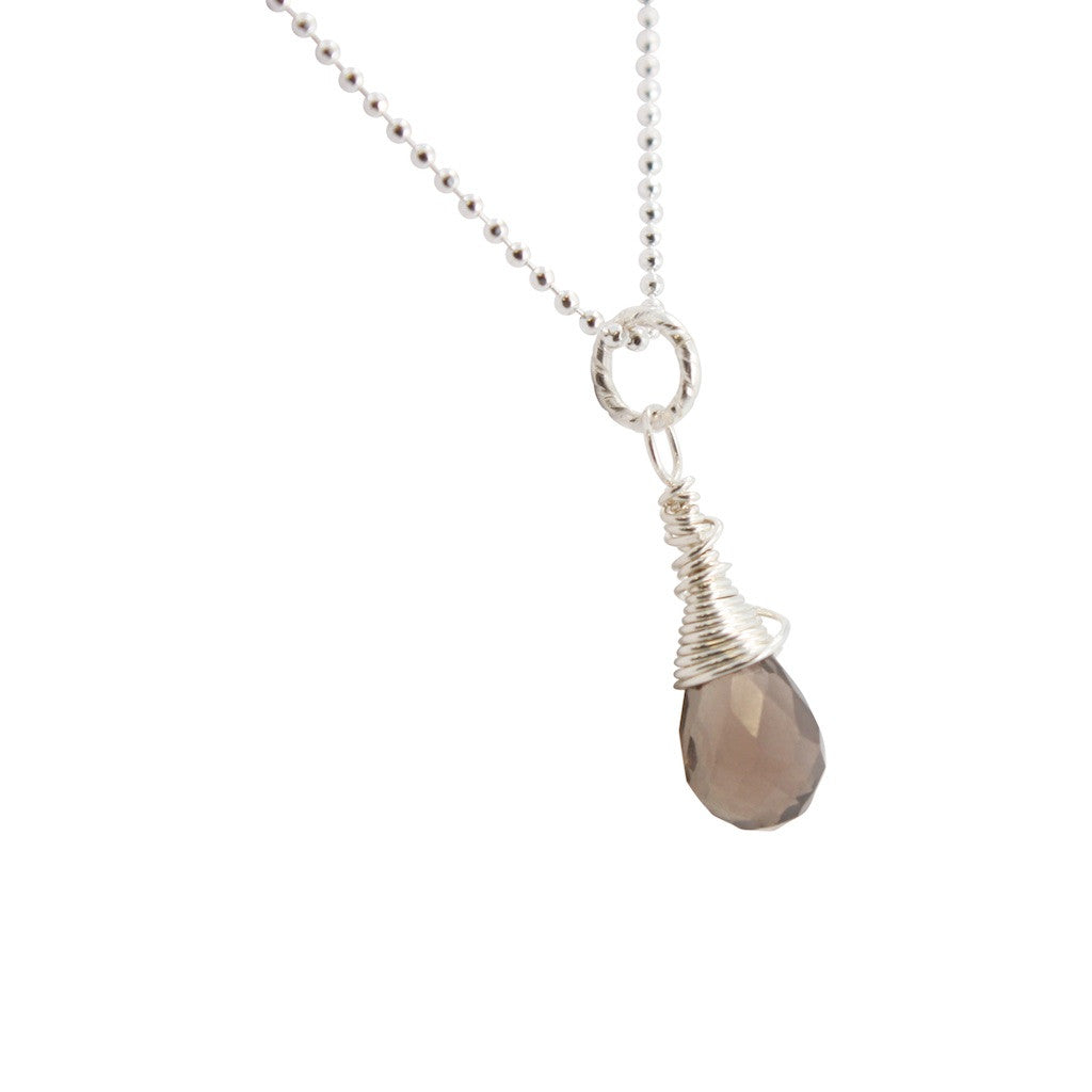 Smoky Quartz Briolette Necklace, #6590-ss