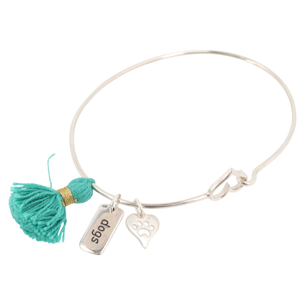 Dog Lovers Sterling Silver Bangle Bracelet, #6599-ss