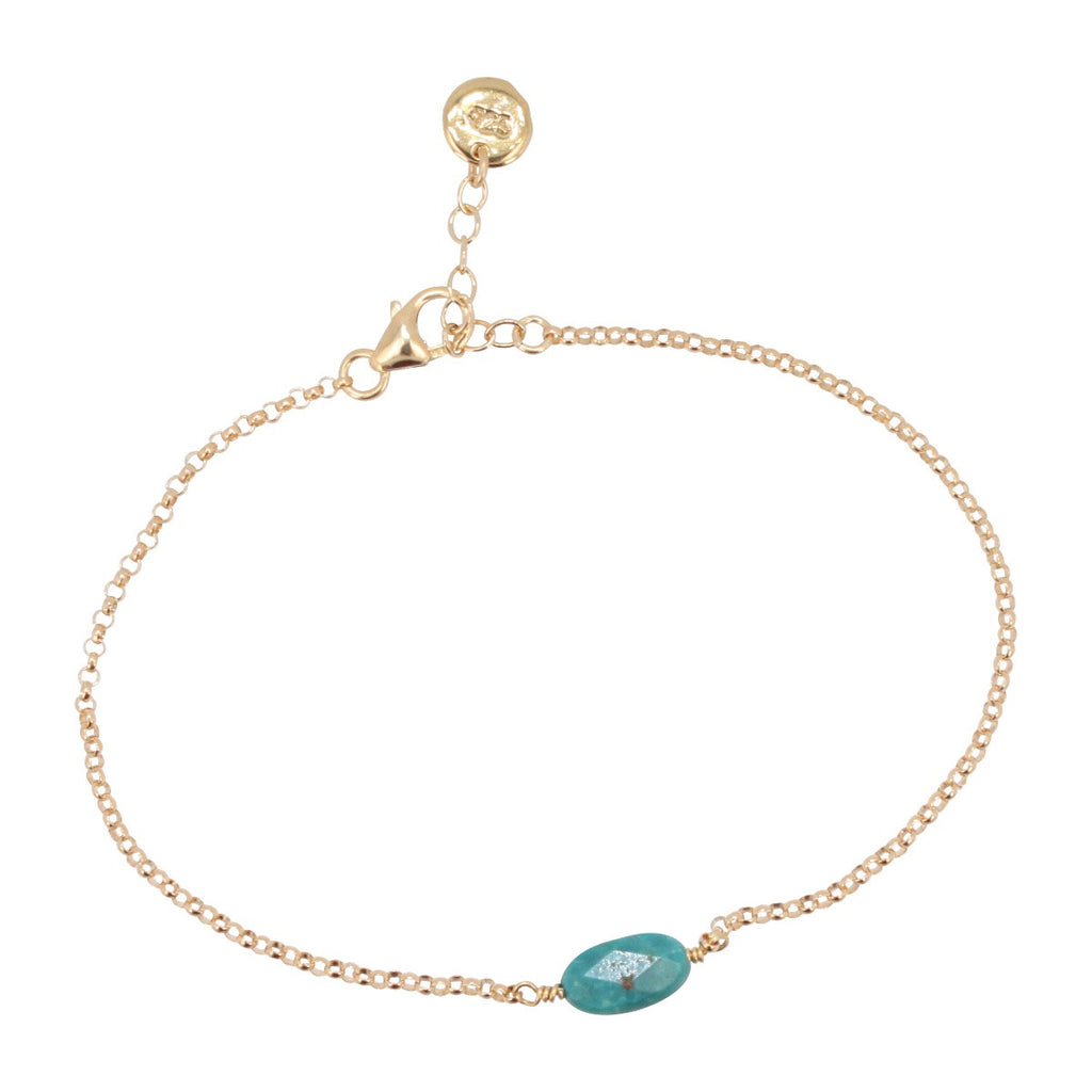 Throat Chakra - Delicate Turquoise Gemstone Bracelet, #6602-yg