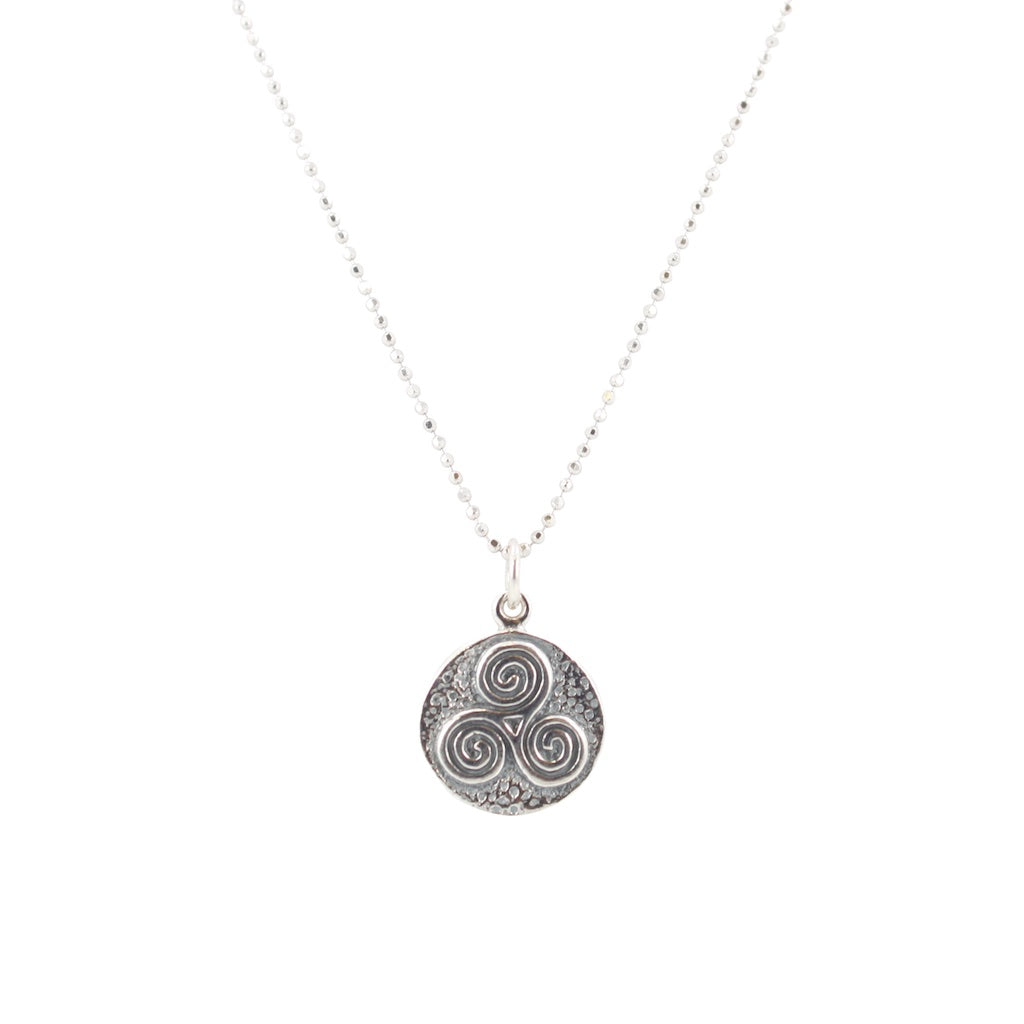 White Magic Triple Spiral Amulet Necklace in Sterling Silver, #6613-ss