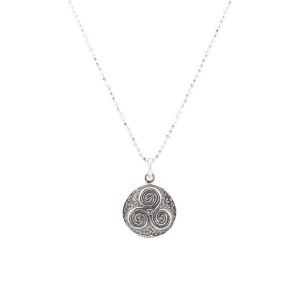 White Magic Triple Spiral Amulet Necklace in Sterling Silver, #6613-ss