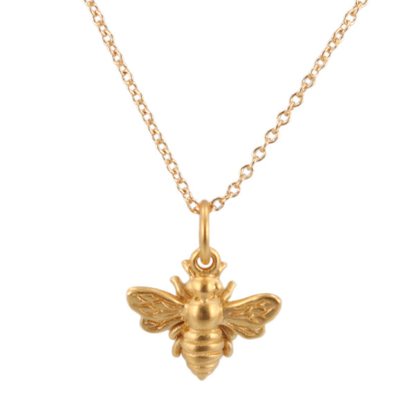 Tiny Gold Honey Bee Necklace, #6712-yg