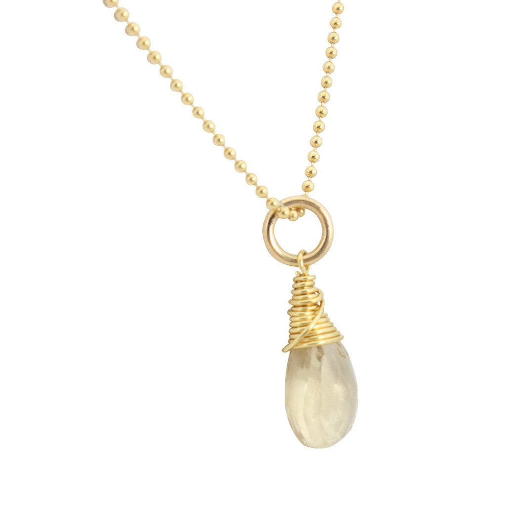 Champagne Quartz Briolette Necklace, #6737-yg