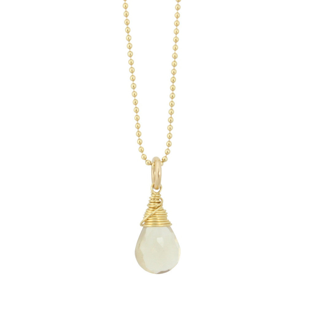 Champagne Quartz Briolette Necklace, #6737-yg